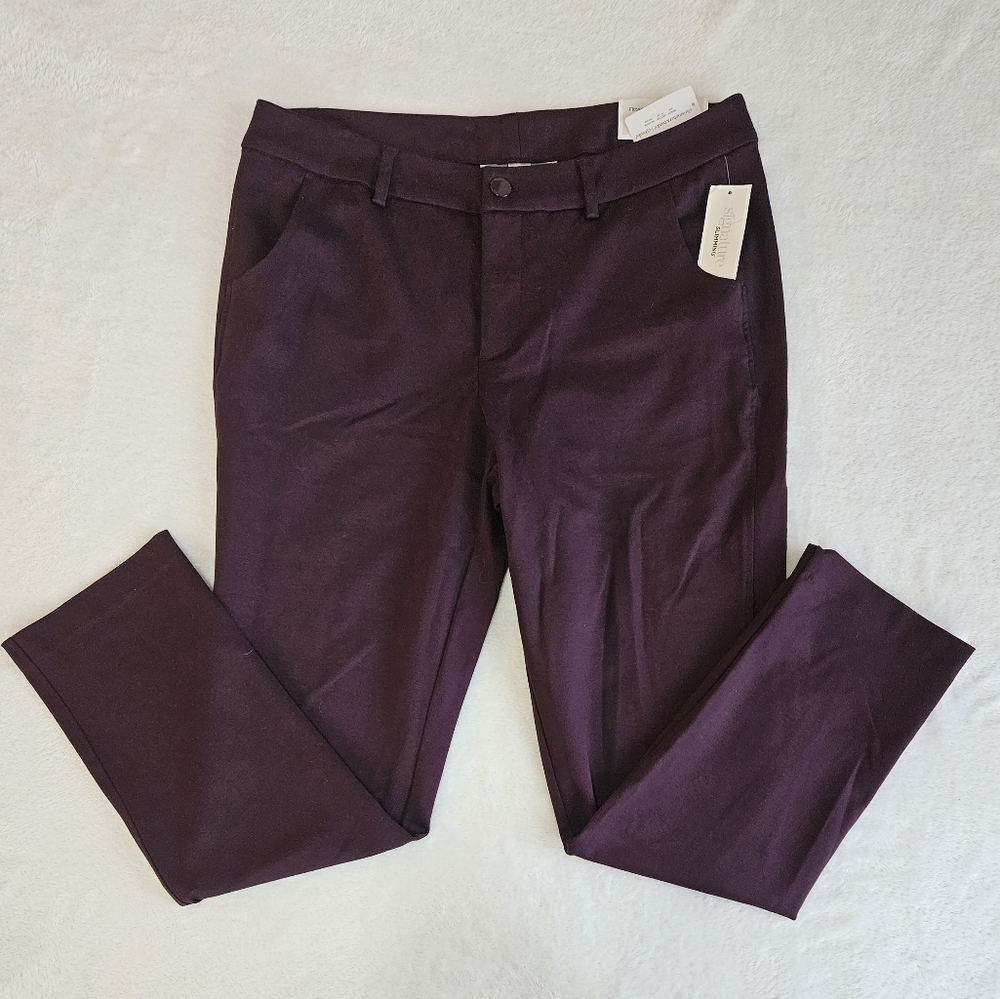 Christopher & Banks Maroon Mid Rise Tapered Shaped Fit Pant New With Tags sz 16w